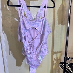 #46 Lavender Floral and sequin bodysuit